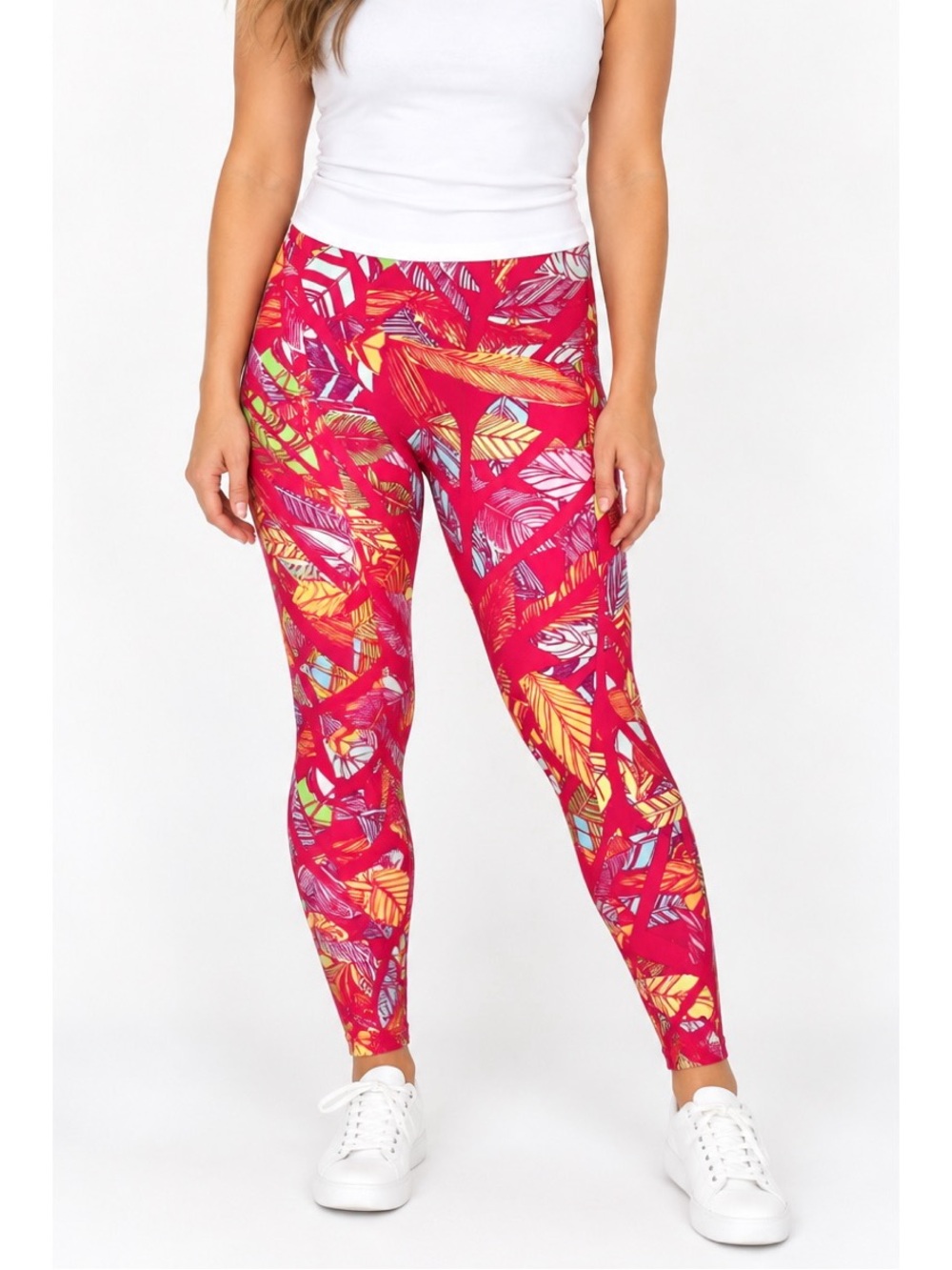 LuLaroe Bright Feather Print Leggings size TC (12-18)